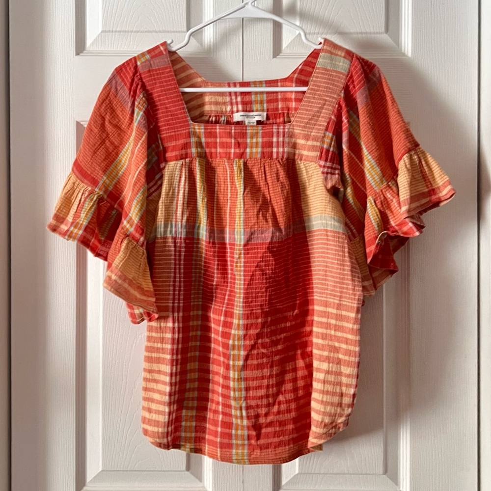 Beachlunchlounge Naomi Plaid Squareneck Top
